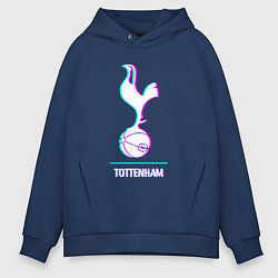 Толстовка оверсайз мужская Tottenham FC в стиле glitch, цвет: тёмно-синий