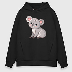 Толстовка оверсайз мужская Cute koala, цвет: черный