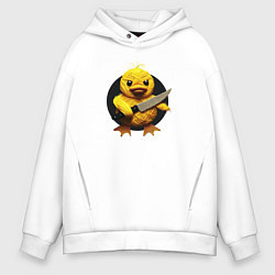 Толстовка оверсайз мужская Уточка с ножом вязаная, цвет: белый