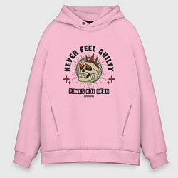 Толстовка оверсайз мужская Never feel guilty, цвет: светло-розовый