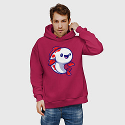 Толстовка оверсайз мужская Милая рыбёшка, цвет: маджента — фото 2