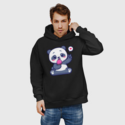 Толстовка оверсайз мужская Ice cream panda, цвет: черный — фото 2