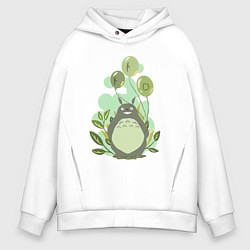 Толстовка оверсайз мужская Green Totoro, цвет: белый