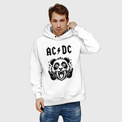 Толстовка оверсайз мужская AC DC - rock panda, цвет: белый — фото 2