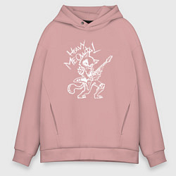 Толстовка оверсайз мужская Кот хеви метал, цвет: пыльно-розовый