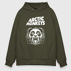 Толстовка оверсайз мужская Arctic Monkeys rock panda, цвет: хаки