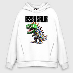 Толстовка оверсайз мужская Beersaur - meme ai art, цвет: белый