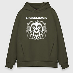 Толстовка оверсайз мужская Nickelback rock panda, цвет: хаки