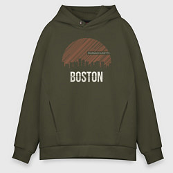 Толстовка оверсайз мужская Boston Massachusetts, цвет: хаки