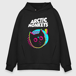 Толстовка оверсайз мужская Arctic Monkeys rock star cat, цвет: черный