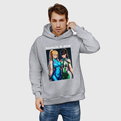 Толстовка оверсайз мужская Самус Аран и Ева, цвет: меланж — фото 2