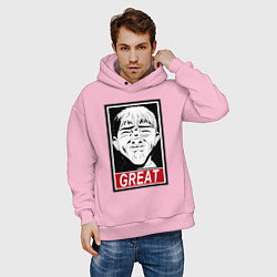 Толстовка оверсайз мужская Эйкити Онидзука преподаватель мем, цвет: светло-розовый — фото 2