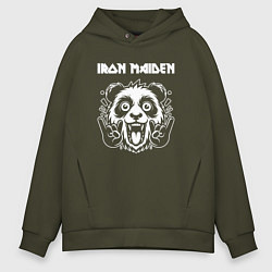 Толстовка оверсайз мужская Iron Maiden rock panda, цвет: хаки