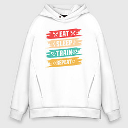 Толстовка оверсайз мужская Есть спать тренировка, цвет: белый