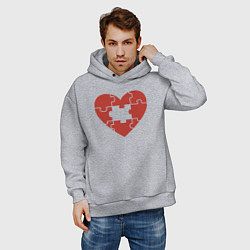 Толстовка оверсайз мужская Puzzle heart, цвет: меланж — фото 2