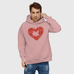 Толстовка оверсайз мужская Puzzle heart, цвет: пыльно-розовый — фото 2