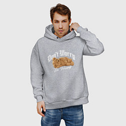 Толстовка оверсайз мужская Dont worry be happy y2k, цвет: меланж — фото 2