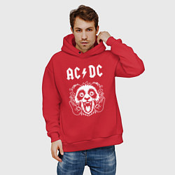 Толстовка оверсайз мужская AC DC rock panda, цвет: красный — фото 2