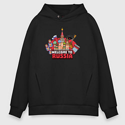 Толстовка оверсайз мужская Welcome to Russia color, цвет: черный