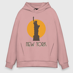 Толстовка оверсайз мужская Город Нью-Йорк, цвет: пыльно-розовый