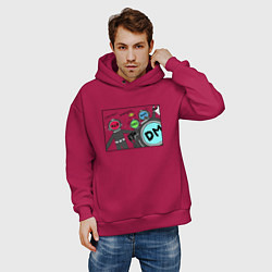 Толстовка оверсайз мужская Content Warning моя команда, цвет: маджента — фото 2
