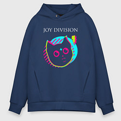 Толстовка оверсайз мужская Joy Division rock star cat, цвет: тёмно-синий