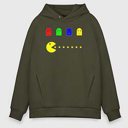 Толстовка оверсайз мужская Персонажи старых компьютерных игр, цвет: хаки