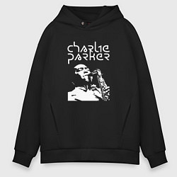 Толстовка оверсайз мужская Charlie Parker jazz legend, цвет: черный