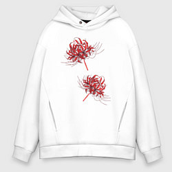 Толстовка оверсайз мужская Токийский гуль Паучья лилия, цвет: белый