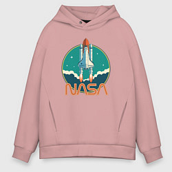 Толстовка оверсайз мужская NASA spaceship, цвет: пыльно-розовый