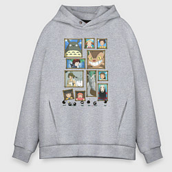 Толстовка оверсайз мужская Герои студии Ghibli, цвет: меланж
