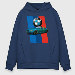 Толстовка оверсайз мужская Родстер BMW Z4, цвет: тёмно-синий