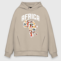 Толстовка оверсайз мужская African mood, цвет: миндальный