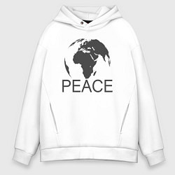 Толстовка оверсайз мужская Peace the world, цвет: белый