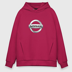 Толстовка оверсайз мужская Nissan logo, цвет: маджента