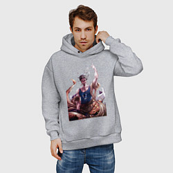 Толстовка оверсайз мужская Повесть о конце света Будда, цвет: меланж — фото 2