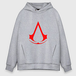 Толстовка оверсайз мужская Red logo of assassins, цвет: меланж