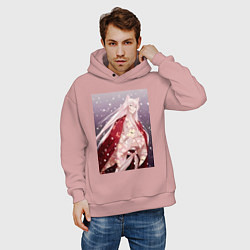 Толстовка оверсайз мужская Очень приятно Бог Томоэ Дух-хранитель, цвет: пыльно-розовый — фото 2