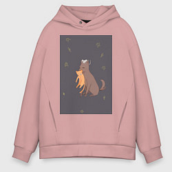 Толстовка оверсайз мужская Корзинка фруктов Юки Сома, цвет: пыльно-розовый