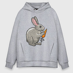 Толстовка оверсайз мужская Зайчик с морковочкой, цвет: меланж