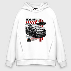 Толстовка оверсайз мужская Skyline gtr34, цвет: белый