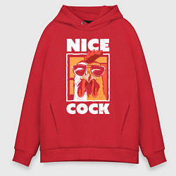 Толстовка оверсайз мужская Nice cock, цвет: красный