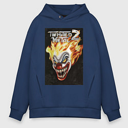 Толстовка оверсайз мужская Twisted metal 2 - clown head, цвет: тёмно-синий