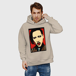 Толстовка оверсайз мужская Marilyn Manson face, цвет: миндальный — фото 2
