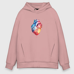 Толстовка оверсайз мужская Краски сердца, цвет: пыльно-розовый