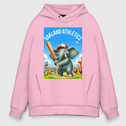 Толстовка оверсайз мужская Elephant - batter Oakland Athletics, цвет: светло-розовый