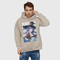 Толстовка оверсайз мужская Реинкарнация безработного Рокси Мигурд, цвет: миндальный — фото 2