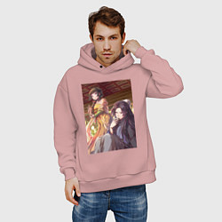 Толстовка оверсайз мужская Монолог фармацевта Жэньши выпивает, цвет: пыльно-розовый — фото 2