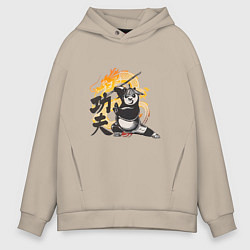 Толстовка оверсайз мужская Кунгфу панда По воин дракона, цвет: миндальный