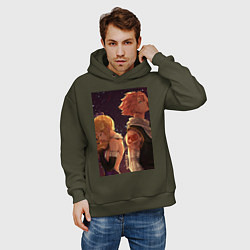 Толстовка оверсайз мужская Хвост Феи Нацу Драгнил Люси Хартфилия, цвет: хаки — фото 2